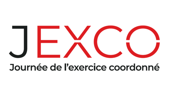 JEXCO logo in red lettering with gray subtitle 'Journée de l'exercice coordonné'.